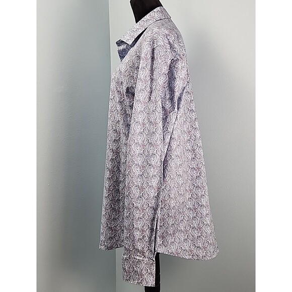 Bugatchi Shaped Fit Long Sleeve Button Down Shirt Comfort Stretch XXL Paisley - Picture 12 of 16